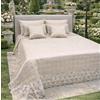 Italia Magazzini Trapuntino Copriletto Letto Matrimoniale Laura Blasi "Anastasia" In Raso Con Pizzo Rebrodè Con Cuscino Arredo (Panna)