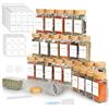 Lannvan Set di barattoli per spezie rettangolari [24 x 120 ml] con coperchio in bambù, contenitori per spezie con 246 etichette, contenitore per spezie con imbuto, adesivi vuoti, spazzola per la