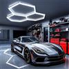 DIKHEE Lampada da garage a LED 14-Hex 672 W, 6500 K, deformabile, lampada da soffitto a LED, per garage, officina, magazzino, cantina, palestra
