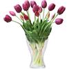 cn-Knight - 20 tulipani artificiali, steli di tulipo da 16 pollici con foglie finte, tulipi e boccioli finti per centrotavola decorativo per la casa, matrimonio, viola intenso