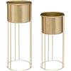 ATMOSPHERA CREATEUR D'INTERIEUR - Set di 2 vasi artif in metallo dorato