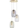 LEDKIA LIGHTING - Lampada a Sospensione Vetro Bonhomía | Design Vintage Artigianale | Compatibile con Lampadine E27 | Finitura Dorata Elegante | Interno IP20, Multicolore