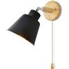 LZGS Go Swing Bands Lampada da parete con spina Macaron Lampada da parete con interruttore E27 Lampada da comodino in legno per soggiorno e camera da letto Lampada da parete con spina regolabile 110/220v (Black)
