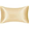 FLCA Federa in 100% seta di gelso Momme Charmeuse in seta ipoallergenica su entrambi i lati per la salute della pelle con cerniera nascosta (oro, standard (50 x 75 cm)