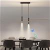 Lanekd Lampada a Sospensione Sala Tavolo da Pranzo LED Lampadario Cucina a sospensione Moderna Dimmerabile Salotto Plafoniera Altezza Regolabile Camera da Letto Ufficio Soggiorno con Telecomando L150cm Nero