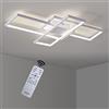 GaoHX Rettangolo Acrilico Alluminio LED Plafoniera Dimmerabile Moderno Anello Design 95W LED Lampada da soffitto con telecomando per Soggiorno Camera da letto Ufficio Cucina Sala da pranzo, bianca 110*65cm