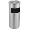 Jolre Posacenere rotondo per esterni, cestino con posacenere, cestino spazzatura esterno acciaio inox, cestino per la spazzatura per ufficio, cestino con secchio interno, 30 litri (argento)