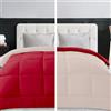 Home Tresor Trapunta Invernale Matrimoniale 260x260, Piumone Caldo Letto Autunno Inverno Tinta Unita Double-Face Imbottita Morbida Microfibra Modello Giuditta Quattro Stagioni Bicolore Rosso&Panna, Matrimoniale