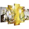 B&D XXL - Quadro 200x100 cm 5 Pezzi - Stampa su Tela Strutturata XXL Grande - Quadri Moderni Componibili Camera da Letto Matrimoniale - Stampe da Parete Arte - Fiori Perle Diamant b-A-0257-b-n