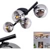 hofstein Plafoniera Chehalis, lampada da soffitto in metallo/vetro nero/fumo/trasparente, design retrò/vintage con ombrelli in vetro (Ø 10 cm), 4 LED G9, senza lampadina