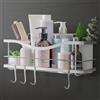KINCMAX Mensola doccia senza foratura, in acciaio inox, antiruggine, autoadesiva, per il bagno con ganci (argento)