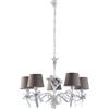 Bonetti Illumina Lampadario Classico Provenzale Bianco Shabby Con Paralumi Tortora 5 Luci Lucy