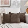 Fancy Homi - Confezione da 2 federe decorative per cuscini lombari, per divano, letto, stile boho e rustico, decorazione per la casa, in morbido velluto a coste a righe, 30 x 50 cm, marrone scuro