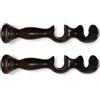 TENDAGGIMANIA COPPIA STAFFE SUPPORTI DOPPI APERTI PER TENDE LEGNO BASTONE TENDA MM 35 - COLORE: NOCE