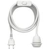 ledscom.de Cavo tessile LEKA, spina, interruttore, bianco, 3 m, attacco lampada, 1x E27 max. 60W