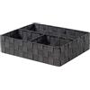 BM 4628 Cestino Portaoggetti Bagno Effetto Rattan, Cestini da Scaffale con 3 Scomparti Nero Intrecciato Organizer Rettangolare Scatole Portaoggetti Adatto a Diversi Usi Organizzazione