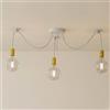 LEDSone Lampadario industriale Edison a 3 teste E27, regolabile, a forma di ragno, con attacco a soffitto (Giallo)