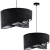 Light Home LH Light-Home Milano Lampadario a Sospensione - Lampadario Industriale per Soggiorno Camera da Letto e Cucina - Lampade a Sospensione in Metallo e con Paralume di Velluto - Motivo Nero e Argento
