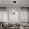 Huilefu Moderna sospensione LED con design a spirale, 64W dimmerabile con telecomando, luce a lampadario regolabile in altezza, per soggiorno, camera da letto, sala da pranzo, isola della cucina (C - Nero)