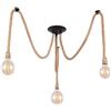 Chao Zan Lampada a sospensione creativa in corda di canapa E27 Lampadario a soffitto con supporto Lampadario vintage a 6 teste con cavo regolabile fai da te da 1.5 m, per Cucina Bar Caffè Ristorante (3 teste)