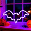 HFHungkeong Targa al neon a LED in viola, alimentata a batteria/USB, con base per camera da letto, bar, ufficio, scrivania, decorazione di Halloween (28 x 10 x 18 cm/11 x 3,9 x 7 pollici)