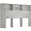 vidaXL Testiera con Scomparti Grigio Cemento 160x19x103,5 cm