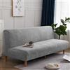 SUIOKPO Copridivano Senza Braccioli 3 Posti Elasticizzato Copridivano AntiGraffio Gatto Copridivano Futon Jacquard Tinta Unita Lavabile, Clic Clac per Soggiorno Casa,Light Grey