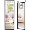 COSTWAY Specchio da Parete Lungo 108 x 36,5 cm, Specchio a Figura Intera Appendere con Cornice in Legno e Ganci, 2 Metodi di Montaggio e Altezza Regolabile (Nero)