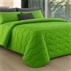 Vionara Home Trapunta Invernale in Microfibra, Tinta Unita Double Face, Imbottitura 300 gr, Piumone Morbido e Avvolgente, Made in Italy (Verde, Una Piazza e Mezza)