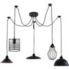LEDSone Lampada a sospensione a soffitto a 5 vie Spider Loft industriale con paralume a forma di diamante Illuminazione interna con cavo regolabile da 2 m (Nero 5 testa)