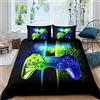 Homemissing Copripiumini Camera da Letto Gioventù Microfibra Modern Game Controller Gradient Blu Verde Set Copripiumino 135x200cm