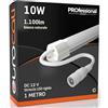 Eurocali Striscia LED 1 metro Rigida con profilo in alluminio 10W 12V 1100 lumen Luce Naturale 4000K - Plug & Play