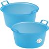 Sicignano Casalinghi Ingrosso Casalinghi Sicignano | Set 2 Bacinelle Tonde in Polietilene - Idonea al Contatto Alimentare - Multiuso per Cucina Lavanderia Giardinaggio Pulizie Domestiche - Resistente e Leggera (Azzurro, Ø 30x15,5 cm)