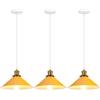 iDEGU 3 Pezzi Lampade a Sospensione Retrò 26cm Lampada da Soffitto Vintage in Metallo E27 Lampadario a Sospensione Moderno Stile Scandinavo Plafoniera per Cucina Soggiorno Caffè Cameretta (Giallo)