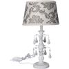 Keyhomestore | Lampada da comodino shabby chic bianco e grigio con pendagli