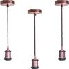 LEDSone Confezione da 3 Lampada a sospensione E27 in metallo con cavo intrecciato Lampada a sospensione vintage per portalampada per ristorante (Rame)