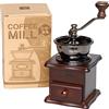 Luckyki Macina Caffè Manuale Vintage in Legno a Manovella - Macinino Ceramica per Chicchi di Caffè, Spezie, Pepe - per Casa, Ufficio, Cucina, Viaggi, Campeggio