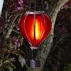 Festive Lights - Lanterna solare a forma di mongolfiera a LED da appendere all'aperto - Luce rossa effetto vetro macchiato con manico