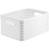 Rotho Country Scatola di Stoccaggio in Rattan-Look, Plastica (PP) senza BPA, Bianco, A5+/11 L, 32.8 x 23.8 x 16.0 cm