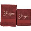 Manifattura Tessile Set Asciugamani Spugna Bordeaux - Set Viso e Ospite Personalizzati con Nome Ricamato, 100% Cotone Morbido e Assorbente, Ricamo Artigianale, Idea Regalo Uomo Donna