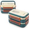 KASANOVA Porta pranzo con 2 scomparti e posate Clicks blu beige