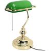 Spacnana Lampada da Scrivania Vintage da Banchiere, Catena in Ottone, Paralume in Vetro Verde Soffiato a Mano, Base in Ferro Battuto, per Casa, Ufficio, Camera da Letto, Comodino (Spina