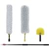 HOMCOM Kit di Pulizia per Casa e Ufficio con Asta Allungabile, Spolverino per Ragnatele e Ventilatore a Soffitto, in Microfibra, Giallo e Grigio