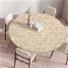 Odot Tovaglia Rotonda Antimacchia con Bordo Elastico, 3D Stampa Tovaglia da Tavola Lavabile Antiscivolo Copritavolo per Compleanno, Cucina, Tavolo da Pranzo, Caffè, Feste, Cene (140cm,Treccia)