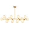 ZXFDMSWJ Lampadario a globo a 16 luci Sputnik Lampadario dorato Grandi lampadari Lampade a sospensione Fagiolo magico Molecolare Illuminazione a sospensione a soffitto, Lampadario lineare moderno per