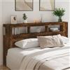 IKAYAA Testiera Letto Matrimoniale con LED Testiera Letto Matrimoniale Legno 200 cm Testiera con Contenitore Testiera Letto con Scomparti -Rovere fumo-200 x 103.5 cm