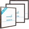 PHOTOLINI Cornici 30x30 cm legno MDF rovere scuro, set di 3 cornici per poster, plexiglass infrangibile, da parete, accessori extra inclusi - per foto, immagini e poster