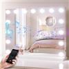 SONNI Specchio modello Hollywood con Bluetooth, specchio da trucco con luce a 3 temperature di colore, 15 lampade LED, grande specchio cosmetico con controllo touch e funzione di memoria della