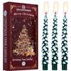 Deco Express Candele per Albero di Natale, Set da 3 Candele da Tavola con Durata di 7 Ore, Centrotavola e Decorazioni Natalizie, Idea Regalo Xmas (Green/Bianco, 3 Pezzi)