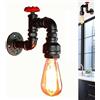Chao Zan Lampade da Parete Industriale Vintage Appliques da Parete Tubo di Acqua di Ferro con Valvola E27 Lampada a Muro da soffitto luce a forma di rubinetto retrò per bar corridoio cucina ristorante (A)